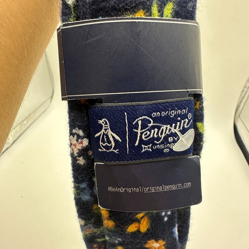 Original Penguin Floral Wool Tie - Navy Blue with Colorful Floral Print